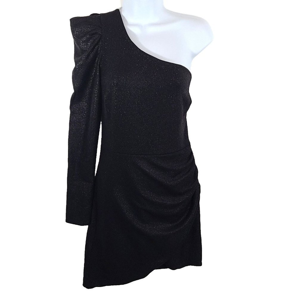 Aqua Women's One-Shoulder Mini Dress Size Small Black Asymetrical Sexy Party